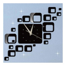 (black) Mirror Wall Clock 3D Decoration Square Holloe