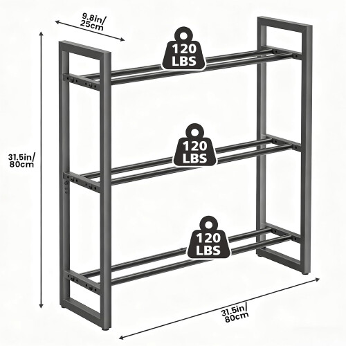 3-Tier Adjustable Dumbbell Rack Storage Stand Weight Heavy Duty Wide 2