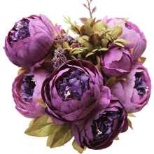 Eleganta vintage konstgjorda pionblommor i siden, DIY dekorativ bukett i full blomning i livfulla färger, anpassningsbara konstgjorda pioner för