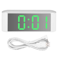 Réveil numérique, écran miroir LED moderne avec luminosité réglable, atténuation automatique, deux ports de chargement USB, décoration