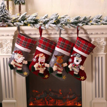 Chaussettes de Noël personnalisées, décorations de Noël chaleureuses, design peluche 3D, grandes chaussettes classiques, motif appliqué,