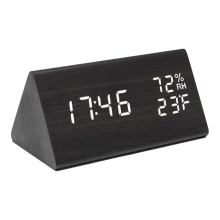 Réveil numérique, design en bois, élégant et compact, affichage de la date et de la température, luminosité réglable, pour mobilier moderne et