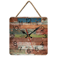 Horloge nautique côtière, horloge silencieuse à piles, style rustique rond vintage décoratif (25 cm)