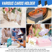 Card Stand - 98 PCS Clear Plastic Photo Holders for Tables, Versatile Place Card Holders for Table Number, Board Game