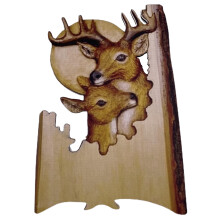 Scène de forêt multicouche, décoration murale animalière rustique en bois, style chalet, pour salon, chambre ou bureau.