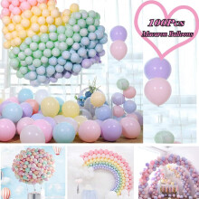 Ballons chics aux couleurs pastel, 30 cm, en latex, inspirés des macarons, pour décorer vos fêtes d'anniversaire, mariages et baby showers.