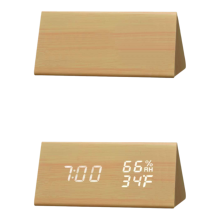 Réveil en bois, horloge de bureau numérique avec fonction de contrôle sonore, ports de sortie USB pour le chargement, luminosité réglable,