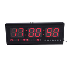 Horloge numérique avec affichage de la date et de la température, fonction mémoire et luminosité réglable, idéale pour les salons et les