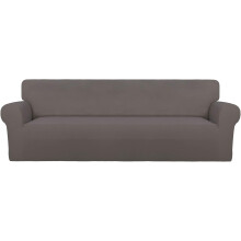 Housse de canapé deux places en spandex, antidérapante et douce, avec élastique de protection pour le dessous, et fixations en mousse