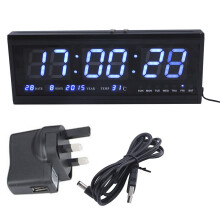 Horloge murale numérique, grande horloge à compte à rebours visible avec télécommande (rouge)
