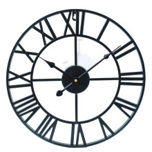 Horloge murale squelette en métal noir de 47 cm, style industriel, avec aiguilles dorées vintage, idéale pour le salon. Convient aux enfants de 18
