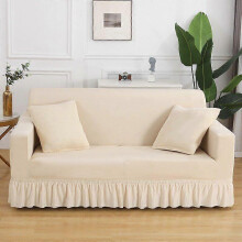 (Color 7) Sofa Skirt Covers Elastic Solid Color Slipcovers Chair Protector 1/2/3/4 Seater
