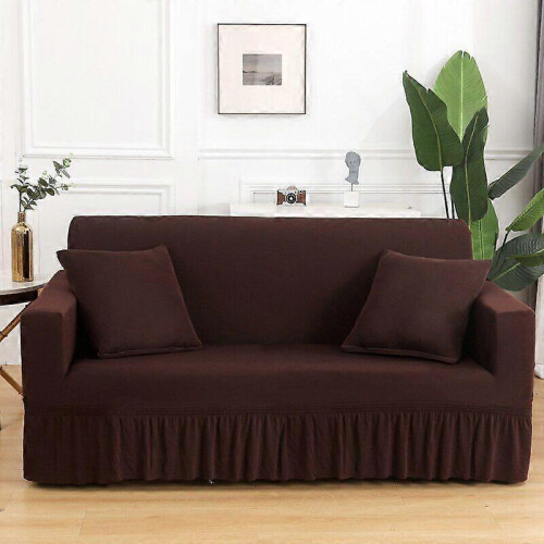 (Color 6) Sofa Skirt Covers Elastic Solid Color Slipcovers Chair Protector 1/2/3/4 Seater