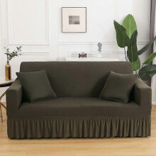 (Color 5) Sofa Skirt Covers Elastic Solid Color Slipcovers Chair Protector 1/2/3/4 Seater