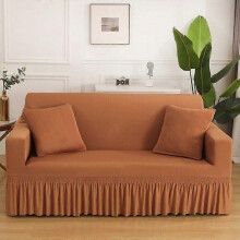 (Color 9) Sofa Skirt Covers Elastic Solid Color Slipcovers Chair Protector 1/2/3/4 Seater