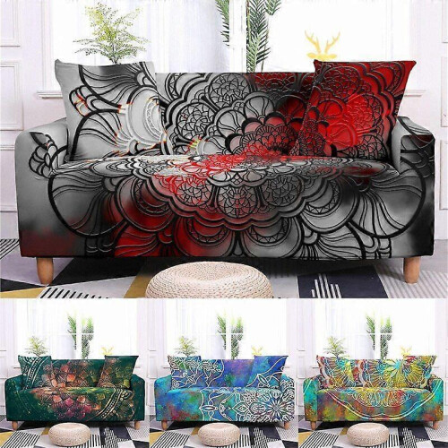 (5) Mandala Print Sofa Covers All Inclusive Flower Sofa Slipcover Stretch Protector 1