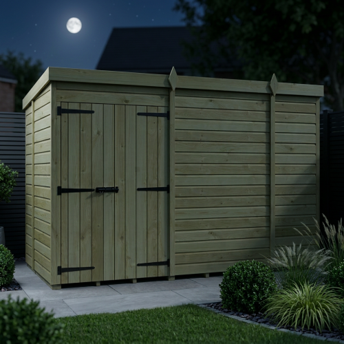 10 x 5 Pent Shed Tanalised (Double Door, No Windows) 2