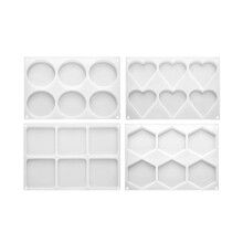 24-Cavity Extra Deep Silicone Coaster Molds Set, 4 Inch Round Square Heart Hexagon Resin Molds for DIY Epoxy Art Crafts