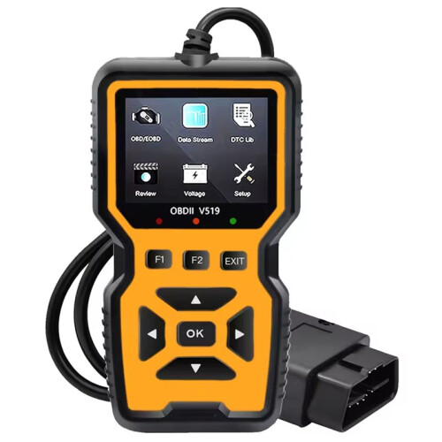 V519 OBDII Scanner Professional Engine Fault Code Reader with Live Data and Battery Voltage Monitor