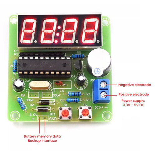 AT89C2051 4-Bit Digital LED Clock DIY Soldering Kit LED  Display Beginner-Friendly Learning Module for Ardniuo 2