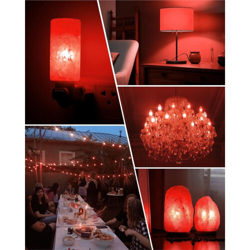 6 Pack C7 Red LED Replacement Bulbs E12 Candelabra Base Shatterproof 1W Decorative Light Bulb for Outdoor String Lights 1