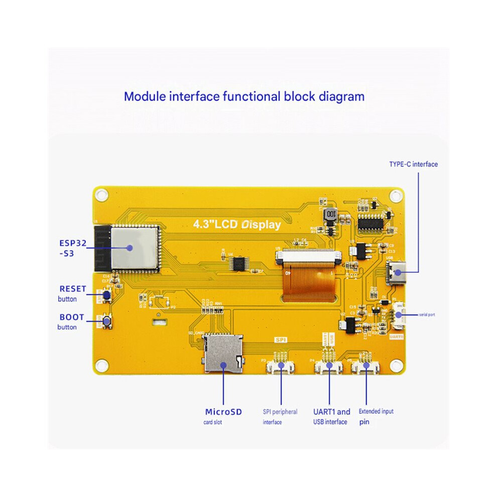 4.3-Inch Esp32 Development Board With Wifi & - 480X272 Tft Display Module With Touchscreen 6034153137096