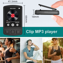 MP3 Player Portable Sport Clip Walkman HiFi Sound -Compatible 5.0 Student Walkman 1.8inch Screen with FM Radio