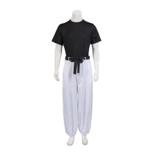 (M) Maenner Toji Fushiguro schwarzes Kampf Uniform Set Kurzarm Top Hose Outfit