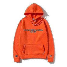 (S, Orange Red) Men's Casual Fleece Pullover Hoodie with Long Sleeves