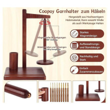 Wooden Yarn Holder Phone Stand, Wooden Yarn Holder with Phone Stand, Magnetic Wooden Yarn Spool Rack Wood Color