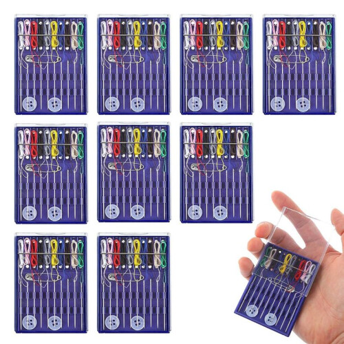 10 Boxes  Sewing Kit, Quick Fix Sewing Kit Small Travel Sewing Kit Pre Threaded Needle Kit with Pin Button