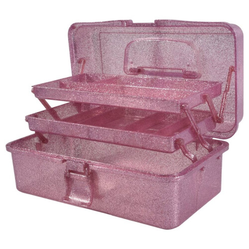 Glitter  &  Tool Storage Box,3-Layer Stackable Carry Tackle Box Sewing Box Organizer for Art