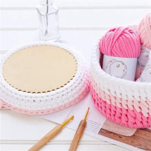 3pc 20cm Natural Wooden Basket Bottom with Hole, Circle Blank Wood Base for DIY Knitting Crochet Bag Bottom Shaper