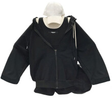 2-Teiliges Trainingsset für Damen, Passende Lounge-Sets mit Kapuzenpullover und Rock mit Reißverschluss, Sportkleidung, Yoga-Outfits Schwarz M