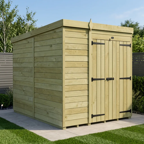 6 x 7 Pent Shed Tanalised (Double Door, No Windows)