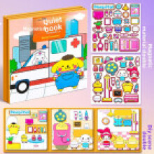 (Yellow)Kuromi Melody Cinnamoroll Hello Kitty Magnetic Quiet Book With Reusable Magnet Stickers