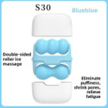 (Blue)Dispositivo compacto de rejuvenescimento facial com rolo frente e verso para refrescar a pele