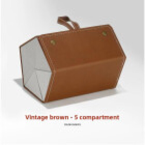 (Brown 5Grid)Hanrafted Leather Glassecase With Multiple Slots And Soft Inner Storage Daily
