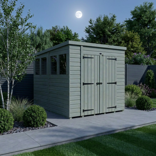 6 x 7 Pent Shed Tanalised (Double Door, With Windows) 2