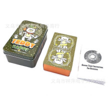 (Teddy Tarot Cards in Tin Box) High-end color-stamped gold-plated tarot deck in tin box, playing cards, board game.