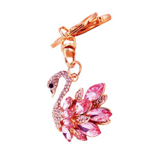 Porte-clés pendentif cygne en cristal pour femme, ornement de sac à suspendre, anneau porte-clés élégant en forme de cygne avec accents