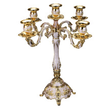 Stilvoller Kandelaber mit 5 Armen, versilberter Vintage-Kerzenhalter mit fünf Köpfen, elegantes Design für romantische Dinner und