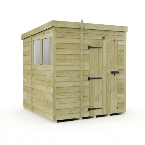 6 x 7 Pent Shed Tanalised(Single Door, With Windows) 1