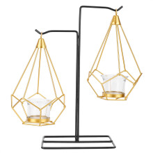 Suport de lumânare geometric cu finisaj metalic auriu, piesă centrală decorativă pentru petrecere de nuntă, accente de decor pentru casă, stil