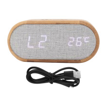 Réveil numérique multifonctionnel en bambou, chargeur sans fil et batterie de secours, design élégant et double alimentation, affichage LED pour