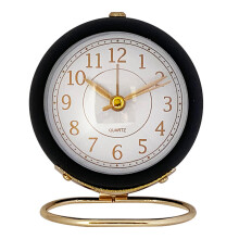 Horloge de bureau vintage en métal, design rétro, à piles, mouvement à quartz silencieux (sans tic-tac), idéale pour la chambre, le salon, la