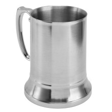 Chope à bière à double paroi en acier inoxydable, tasse isotherme avec base stable et confortable, qualité supérieure.