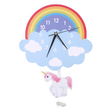 Horloge murale à pendule, design élégant, style dessin animé mignon, mouvement silencieux (sans tic-tac), découpe de haute précision, bords