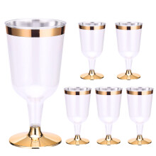 Gobelets en plastique élégants à bordure or rose, gobelets jetables pour fêtes, événements spéciaux, mariages, bars à domicile