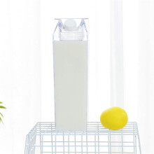 Bottiglia d'acqua portatile a forma di cartone del latte per attività all'aperto, contenitore quadrato trasparente per bevande fredde, ecologico,